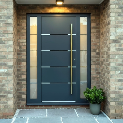 Дверь с хромированной ручкой